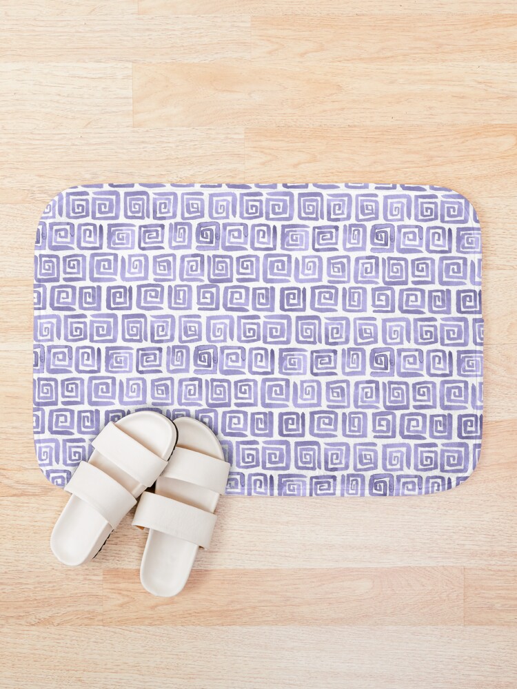Alternate view of Watercolor Greek Key Pattern - Lilac Bath Mat