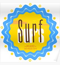 Pop's Surf Miami T-Shirt Poster