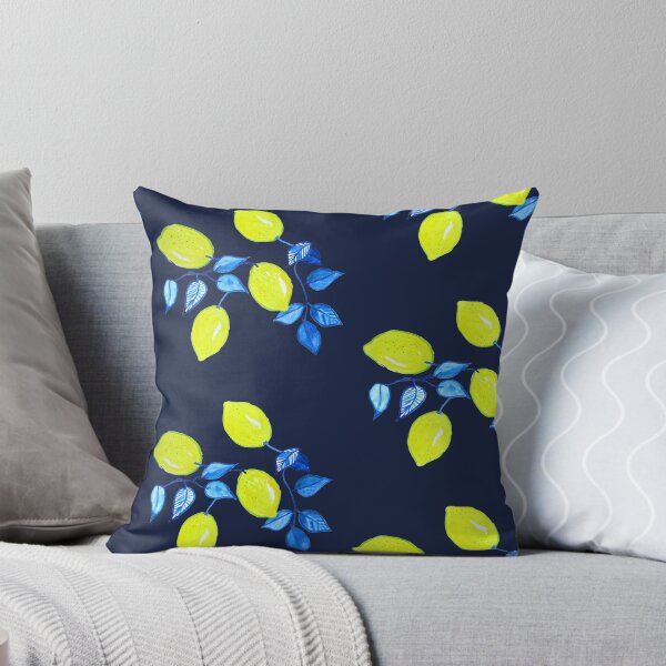 Item preview, Lemons and Blue Leaves Designs and Patterns on Navy designed and sold by SWildDesign.