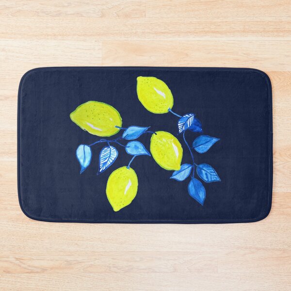 Item preview, Lemons and Blue Leaves Designs and Patterns on Navy designed and sold by SWildDesign.