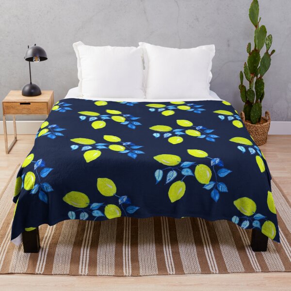 Item preview, Lemons and Blue Leaves Designs and Patterns on Navy designed and sold by SWildDesign.