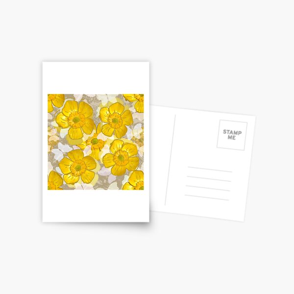 Floral Retro Gold Buttercups Postcard