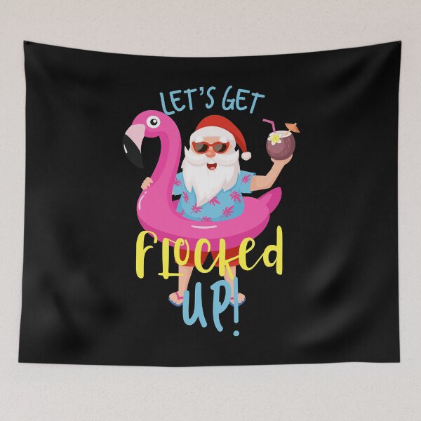 Item preview, Let's Get Flocked Up Santa Claus Flamingo Retro Christmas design designed and sold by NoveltyMerch.
