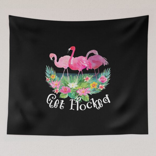 Aperçu de l'œuvre Obtenez Flocked Funny Pink Flamingo Flock Graphic print créée et vendue par NoveltyMerch.