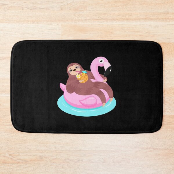 Item preview, Sloth Relaxing on a Pink Flamingo Pool Float Graphic print designed and sold by NoveltyMerch.