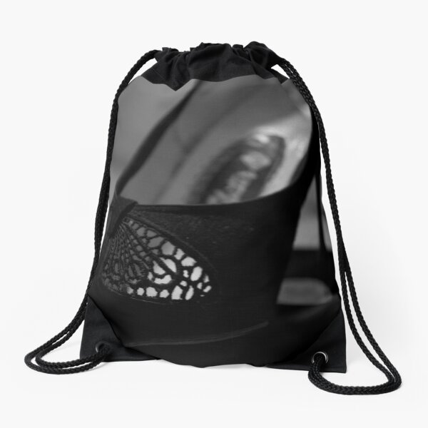 Black Vintage Shoe Drawstring Bag