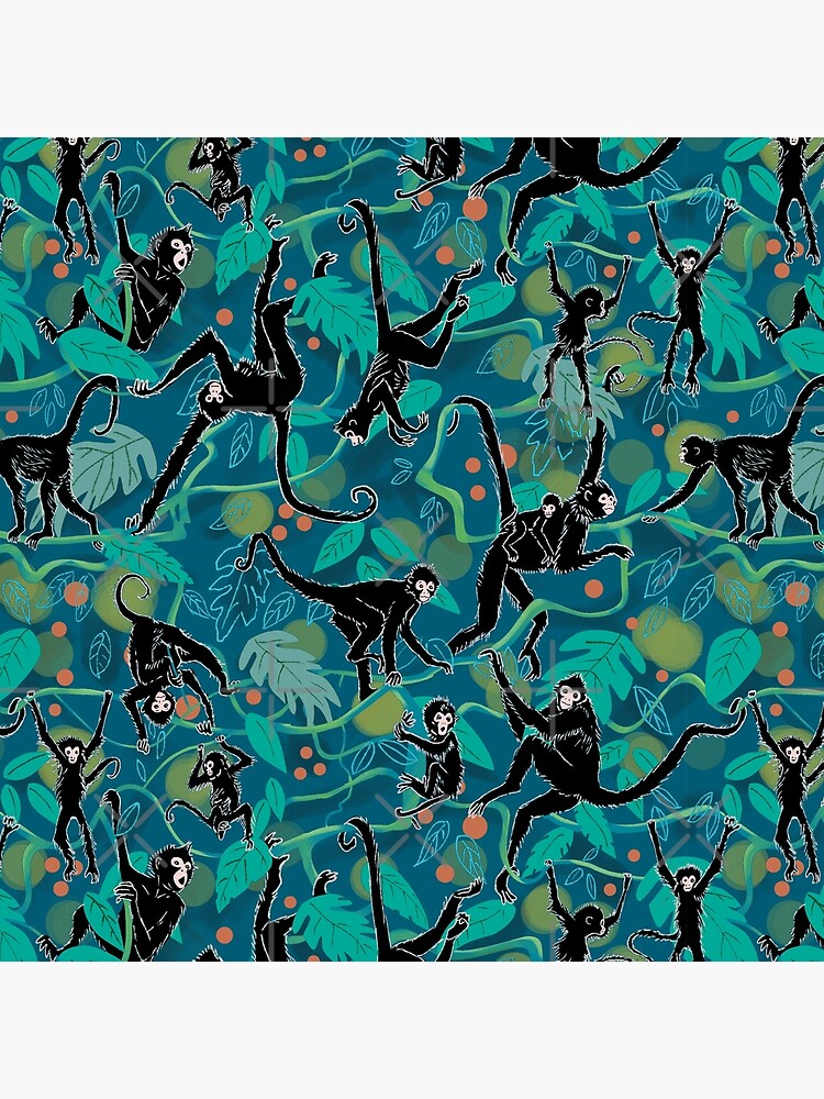 Thumbnail 2 of 2, Tote Bag, Black Spider Monkeys in Tropical Jungle designed and sold by vinpauld.