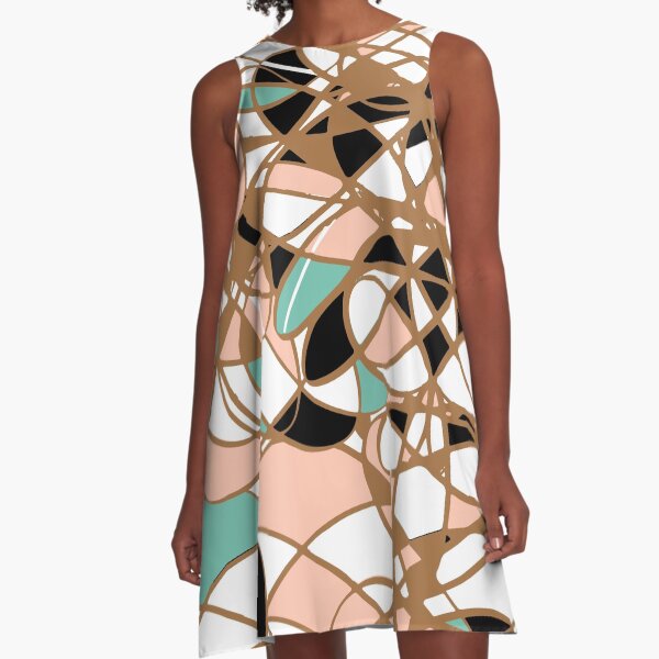 Abstract fluid pattern - Rose, green and mint A-Line Dress