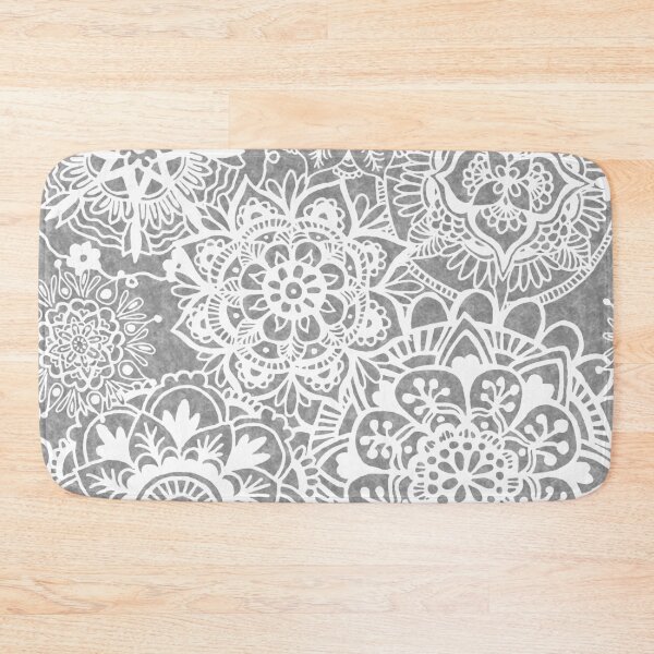 Soft Grey Mandala Pattern Bath Mat