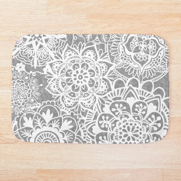 Soft Grey Mandala Pattern Bath Mat
