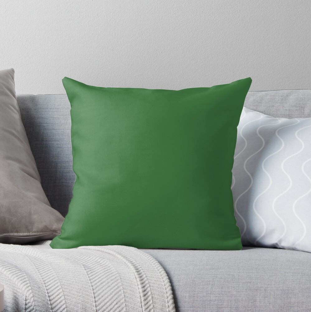 Solid Medium Forest Green Color Throw Pillow
