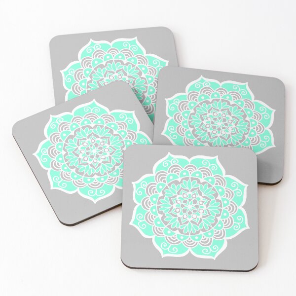 Item preview, Turquoise and Grey Mandala designed and sold by Julie Erin Designs.