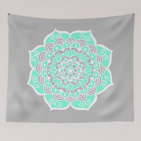 Item preview, Turquoise and Grey Mandala designed and sold by Julie Erin Designs.
