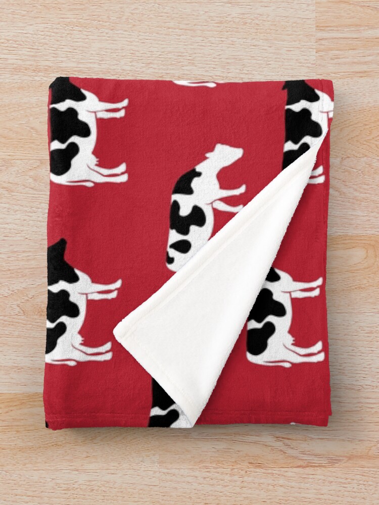 "Cows farm dairy cows on red" Throw Blanket for Sale by littlearrow
