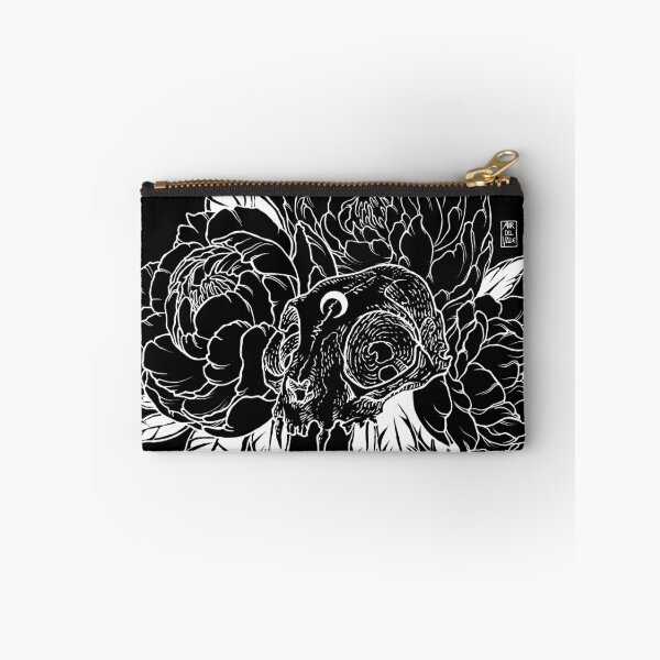 Item preview, Cat Skull with Peonies - White Line designed and sold by Mar del Valle.