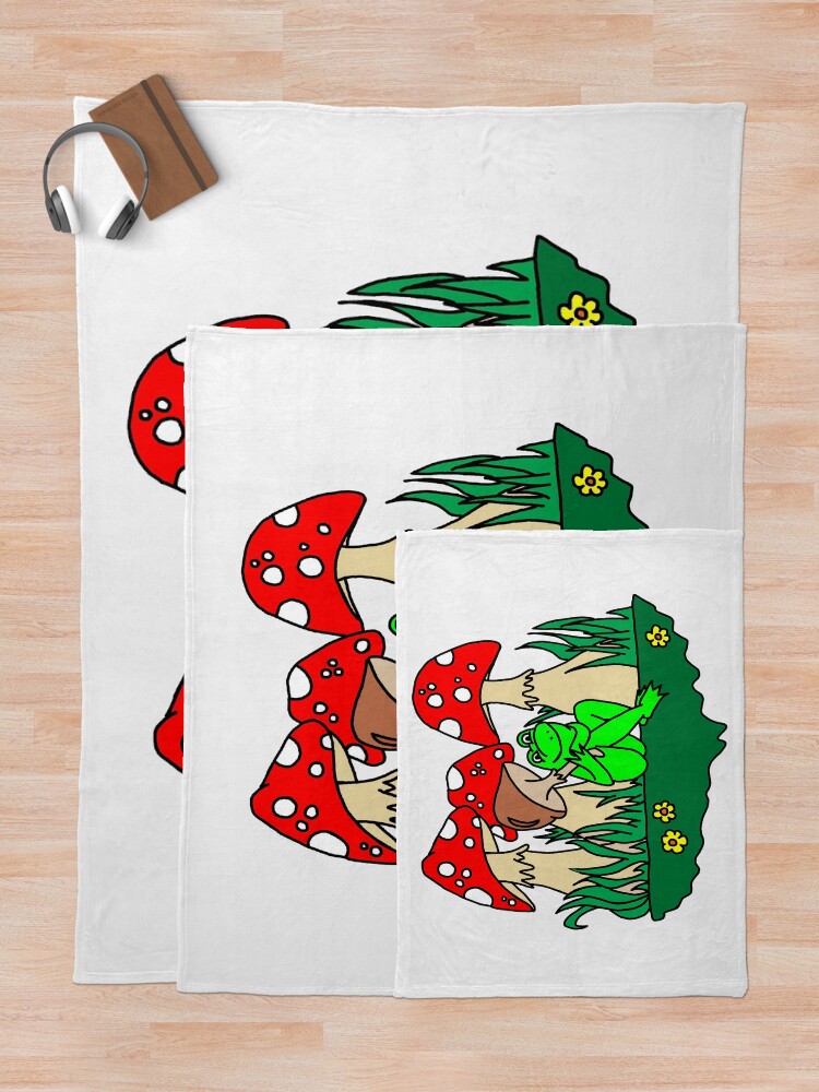 "Frog and Mushrooms" Throw Blanket by imphavok Redbubble