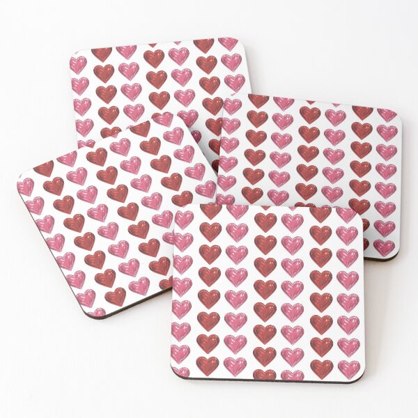 Item preview, Shiny Red and Pink Candy Polka Dot Hearts, Repeating Pattern designed and sold by Nicolette Olivier.