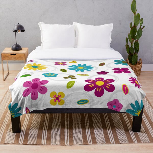 Item preview, Cheerful colored flowers on doodle watercolor background. designed and sold by LizzyizzyDesign.