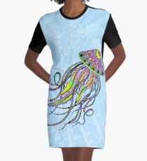 Electric Jellyfish Graphic T-Shirt Dress