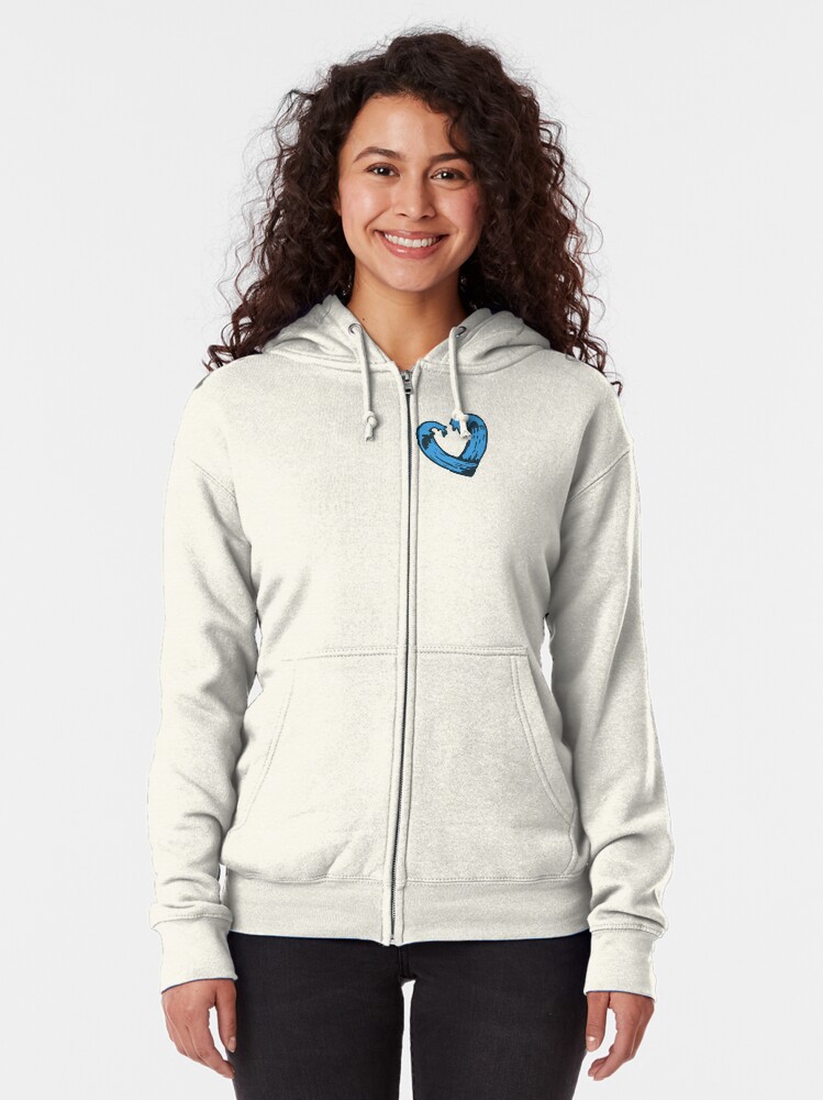 Heart Wave Zipped Hoodie By Penguin898 Redbubble