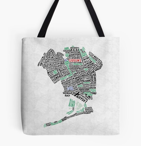 Queens New York Map Typography | Tote Bag
