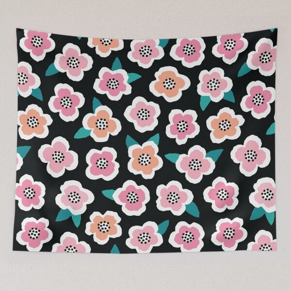 Item preview, Scandi Briar Roses - pink on black designed and sold by Daisy Beatrice.