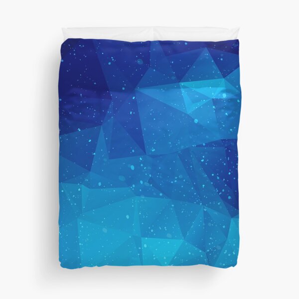 Blue Galaxy Low Poly, Geometric Outer Space Design, featuring Galaxies Duvet Cover