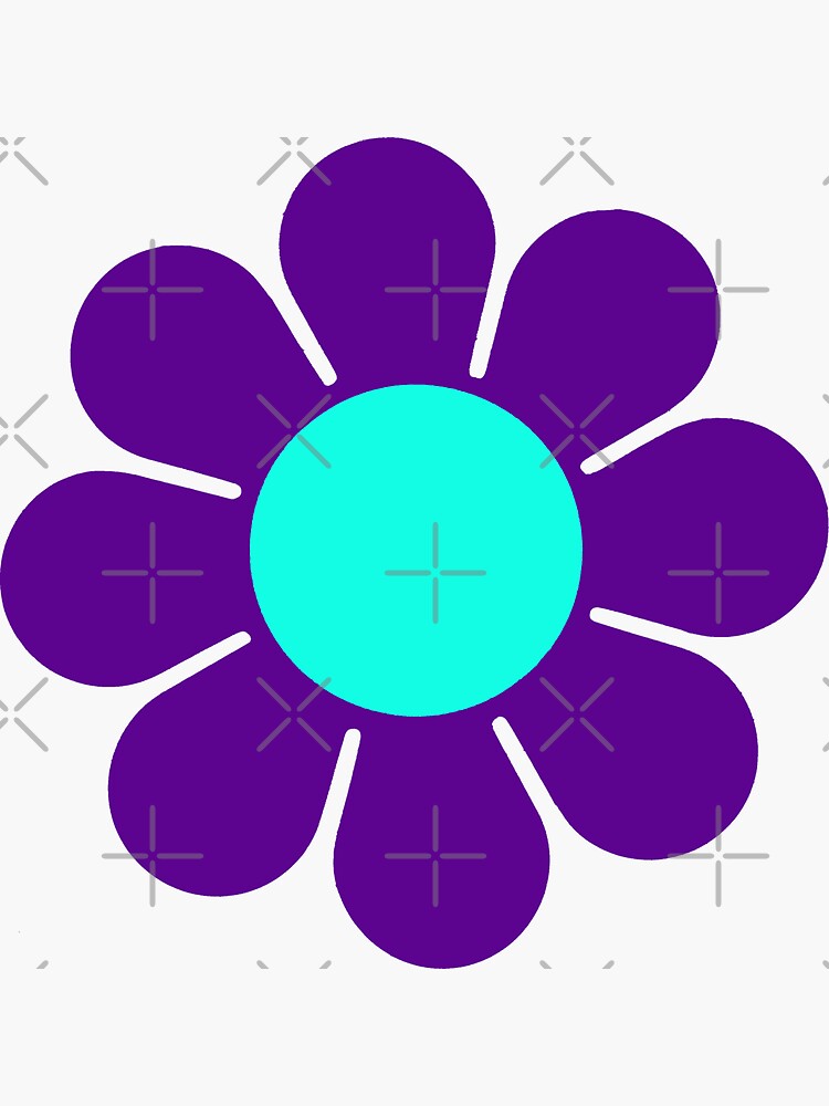Thumbnail 3 of 3, Sticker, Purple Teal Turquoise Hippie Flower Daisy designed and sold by hilda74.