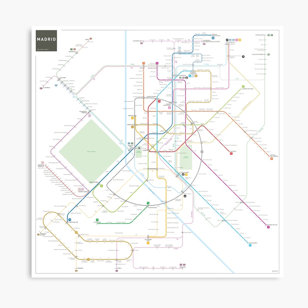 Madrid Metro Map Canvas Print By Jugcerovic Redbubble