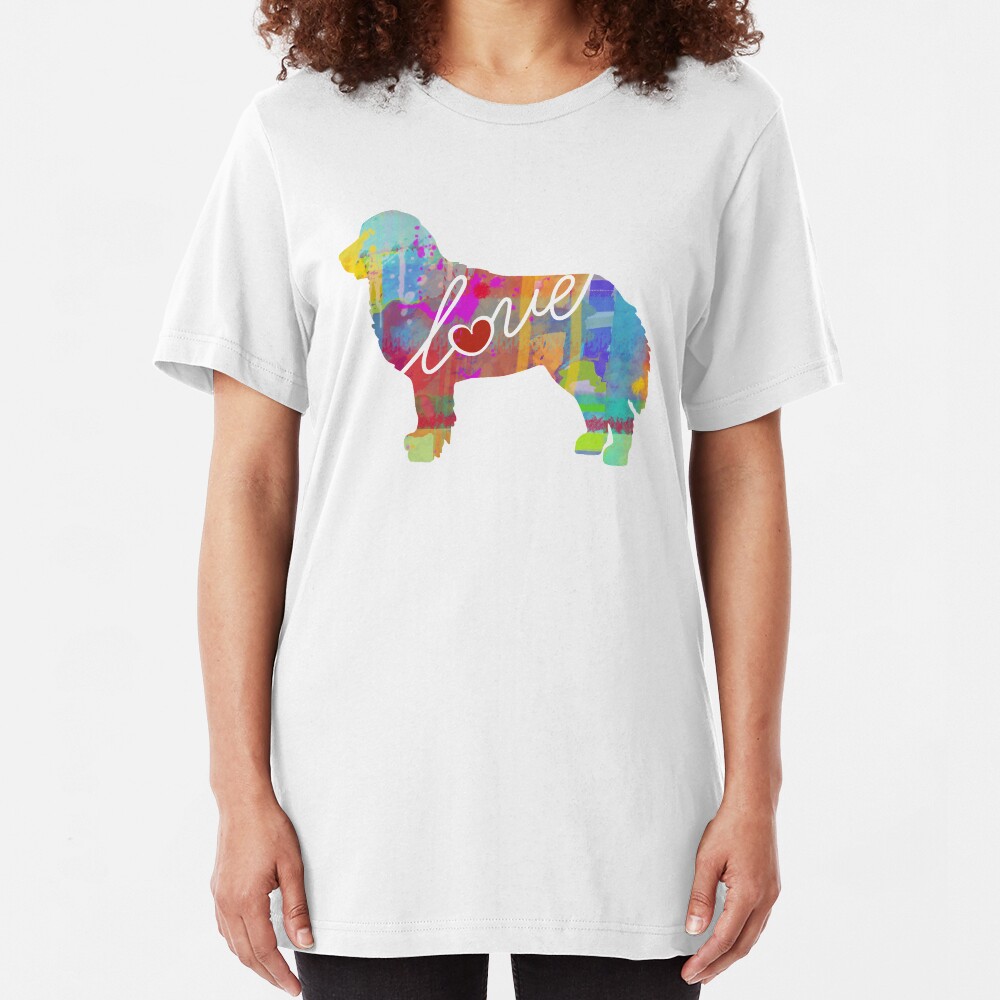 Bernese Mountain Dog Love - A Bright and Colorful Watercolor Style Gift Slim Fit T-Shirt