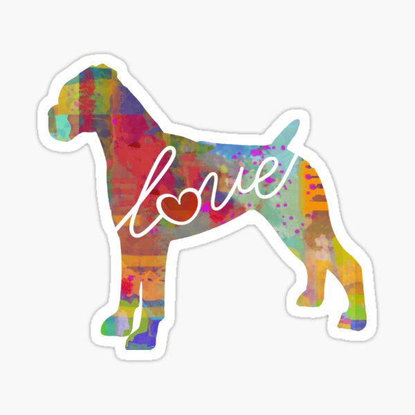Boxer Love - A Bright and Colorful Watercolor Style Gift Sticker