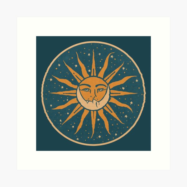 Sonne und Mond | Jahrgang Kunstdruck