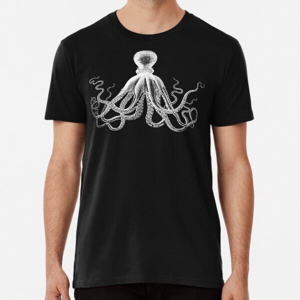 Octopus | Vintage Octopus | Tentacles | Sea Creatures | Nautical | Ocean | Sea | Beach | Black and White | Premium T-Shirt