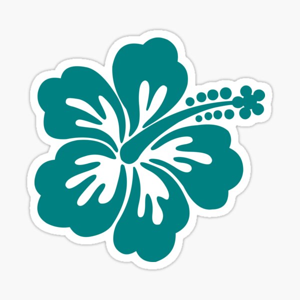 Tropical Teal Hibiscus Flower Sticker