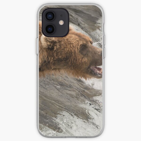 Brown bear about to catch a salmon iPhone Soft Case