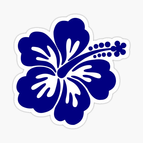 Navy Tropical Hibiscus Flower Sticker