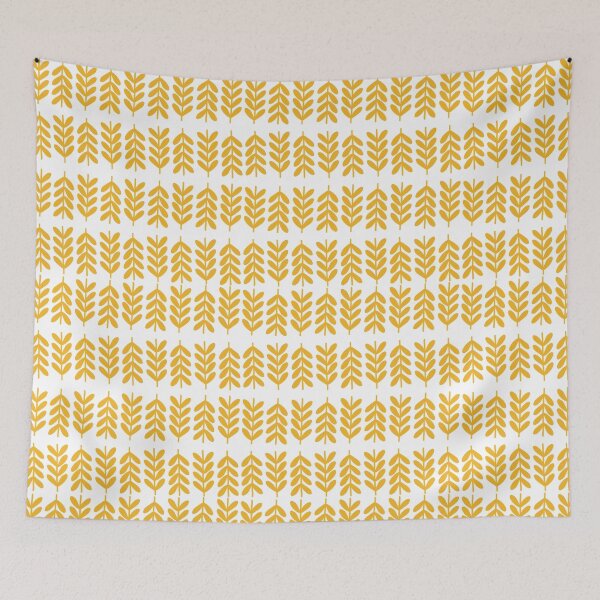 Item preview, Mustard Yellow Leaves on White. Cheerful Minimalist Botanical designed and sold by kierkegaard.