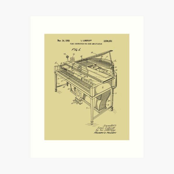 Item preview, Patent Print Piano Art- Grand Piano 1950 designed and sold by MadebyDesign.