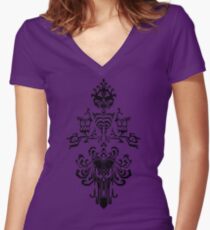 Haunted Mansion Wallpaper Design Women's Fitted V-Neck T-Shirt