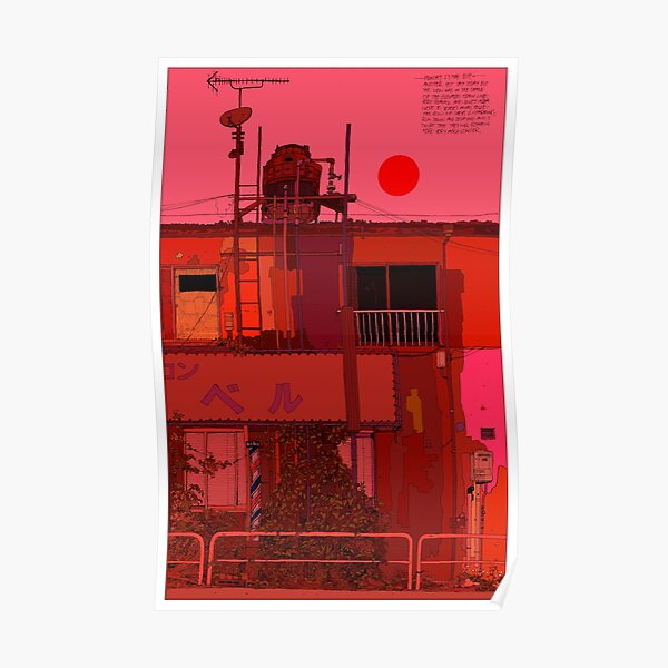 Red Shopfronts Tokyo Poster