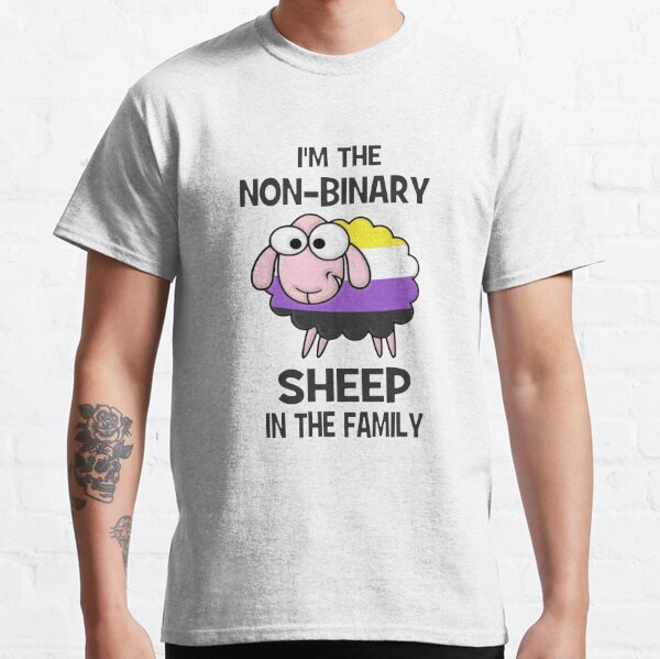 Non Binary Sheep T-Shirt Funny Activism NonBinary Flag Non-Binary Colors Gays Supporter Funny Non Binary Meme Gift Non-Binary Gift LGBT LGBTQ Gay Classic T-Shirt