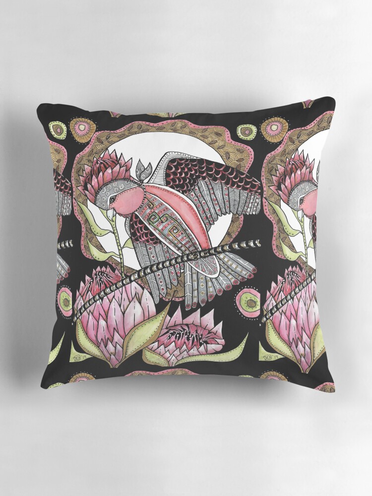 Thumbnail 3 of 4, Pillow, Galah artwork designed and sold by dishmoptop.