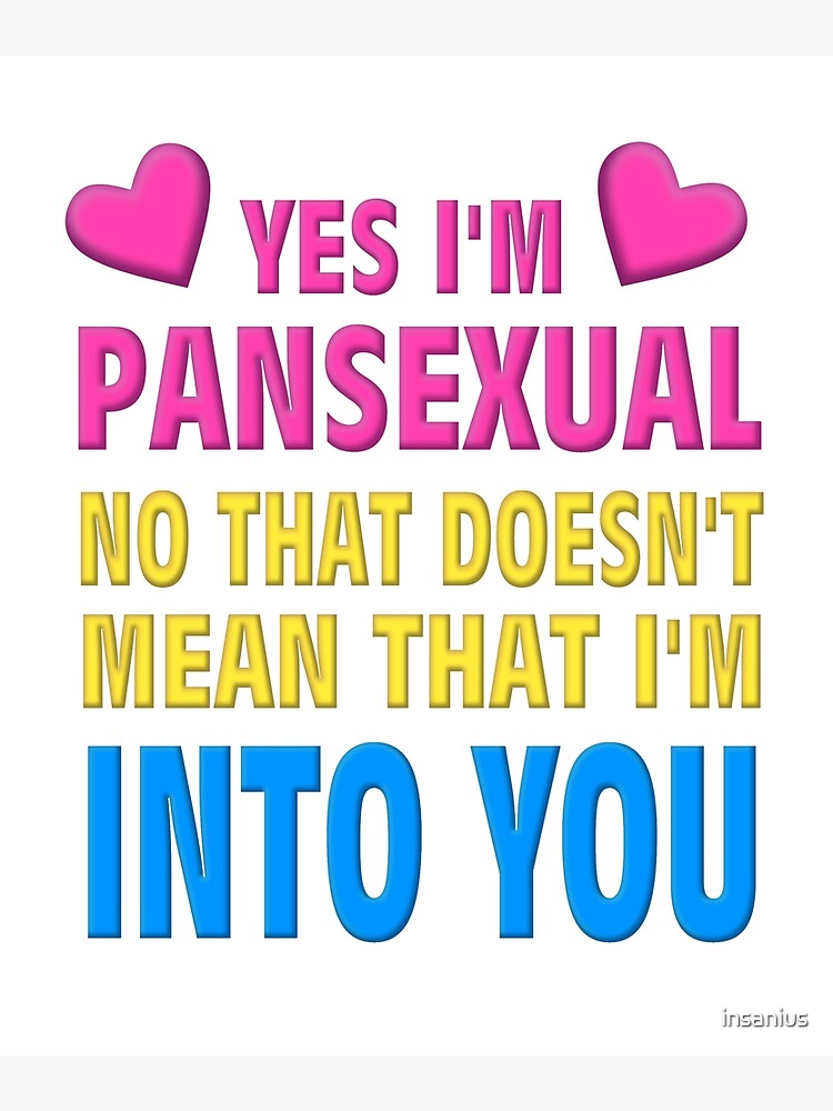 "Yes I'm Pansexual No that doesn't mean that I'm into you Pansexual T