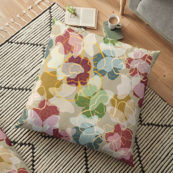 Butterflowers Cream Floor Pillow