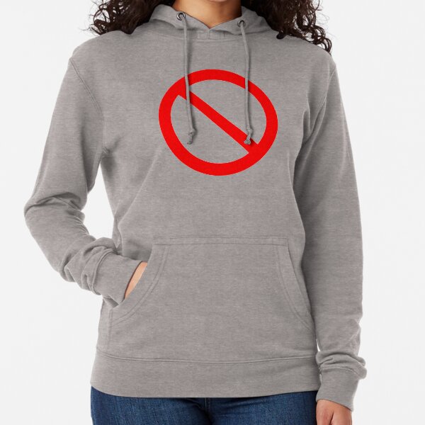 NO Symbol. Prohibition, Sign, Prohibited. IN RED. Lightweight Hoodie