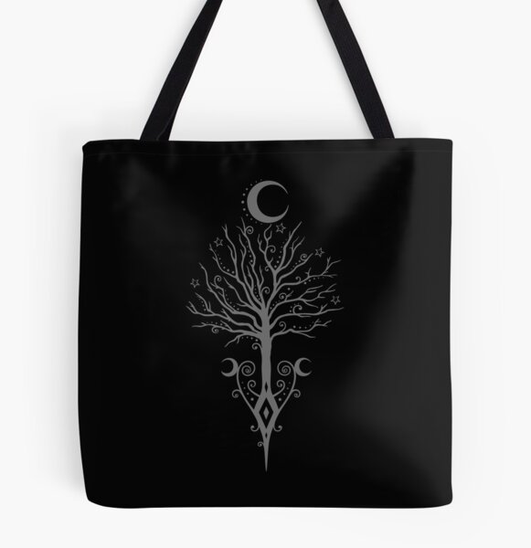 Celtic Wicca Leather Tote Bag - Moon Phases & Tree Of Life