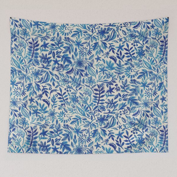 Item preview, Floating Garden - a watercolor pattern in blue designed and sold by micklyn.