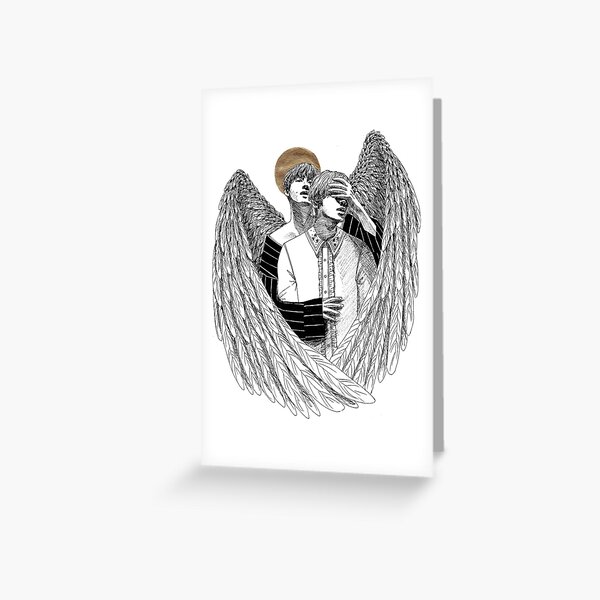 Bts V And Jin Blood Sweat And Tears Wings Fallen Angel Greeting Card By Calandraajendro Redbubble
