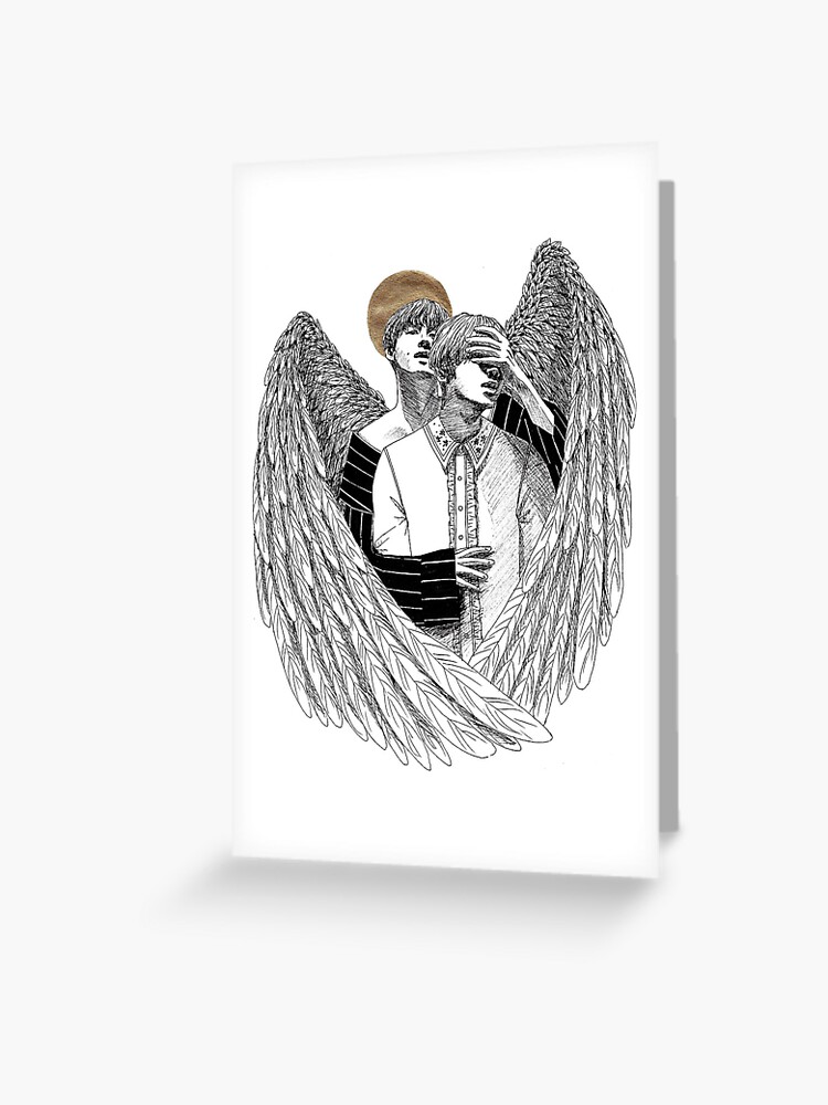 Bts V And Jin Blood Sweat And Tears Wings Fallen Angel Greeting Card By Calandraajendro Redbubble