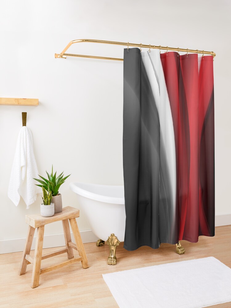 Alternate view of Red And White Shower Curtain